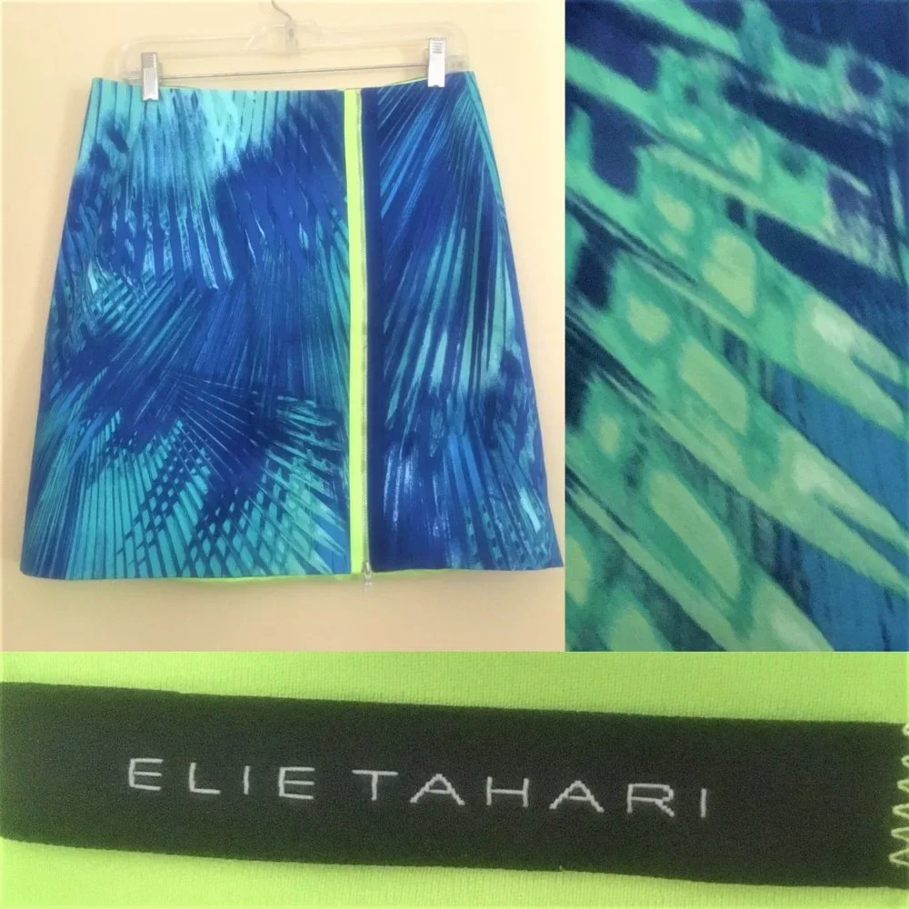 Elie Tahari Tropical Skirt Size 6 Vacation Beach Summer Stretch